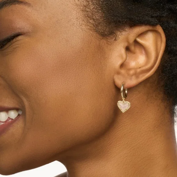 Kendra Scott Pink and Gold Hoop Earrings - Picture 2 of 4